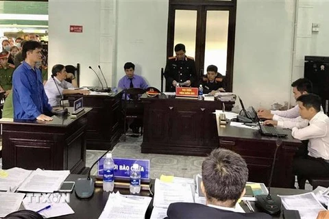 Bị cáo Lê Quang Huy Phương tại phiên tòa xét xử sơ thẩm. (Ảnh: Mai Trang/TTXVN) 