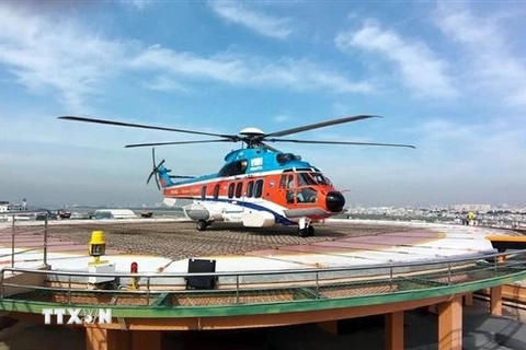 Sân bay trực thăng của Bệnh viện Quân y 175 tại Thành phố Hồ Chí Minh. (Ảnh: Thanh Vũ/TTXVN) 
