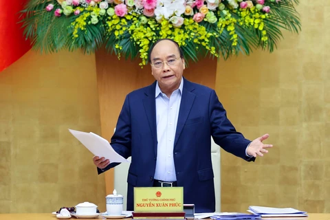 Thủ tướng Nguyễn Xuân Phúc phát biểu kết luận tại buổi làm việc. (Ảnh: Thống Nhất/TTXVN) 