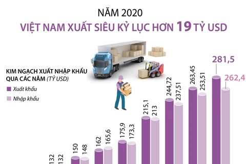 [Infographics] Năm 2020, Việt Nam xuất siêu kỷ lục hơn 19 tỷ USD