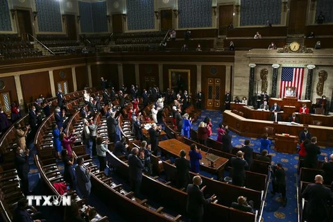 Toàn cảnh phiên họp đầu tiên của Quốc hội Mỹ thứ 117 tại Washington DC., ngày 3/1/2021. (Nguồn: AFP/TTXVN) 