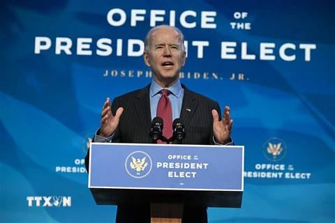 Tổng thống đắc cử Mỹ Joe Biden phát biểu tại Wilmington, Delaware, ngày 8/1/2021. (Nguồn: AFP/TTXVN) 