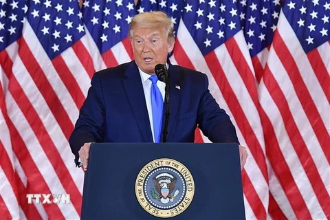 Tổng thống Mỹ Donald Trump phát biểu tại Washington, DC ngày 4/11/2020. (Nguồn: AFP/TTXVN) 