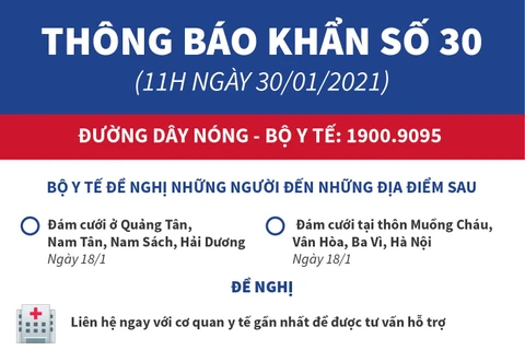 [infographics] Thông báo khẩn số 30 liên quan đến Hải Dương và Hà Nội
