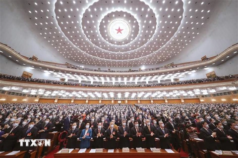 Toàn cảnh Lễ khai mạc Kỳ họp thứ 4 Quốc hội Trung Quốc khóa XIII tại Đại Lễ đường Nhân dân ở thủ đô Bắc Kinh ngày 5/3/2021. (Nguồn: THX/TTXVN)