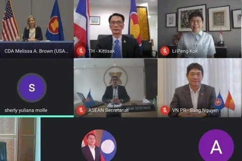 Cuộc họp Ủy ban hợp tác chung (JCC) ASEAN-Hoa Kỳ lần thứ 12 đã diễn ra theo hình thức trực tuyến. (Nguồn: TTXVN phát) 