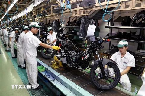 Công nhân nhà máy Honda Việt Nam. (Ảnh: Đại Nghĩa/TTXVN) 