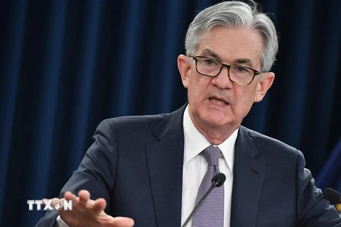 Chủ tịch Cục Dự trữ Liên bang Mỹ (Fed) Jerome Powell phát biểu trong cuộc họp báo tại Washington, DC. (Nguồn: AFP/TTXVN) 