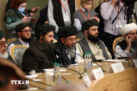 Người đồng sáng lập lực lượng Taliban Mullah Abdul Ghani Baradar tại Hội nghị quốc tế về hòa bình của Afghanistan ở Moskva, Nga ngày 18/3/2021. (Nguồn: AFP/TTXVN) 