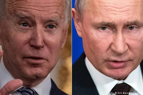 Tổng thống Mỹ Joe Biden và người đồng cấp Nga Vladimir Putin. (Nguồn: AFP) 