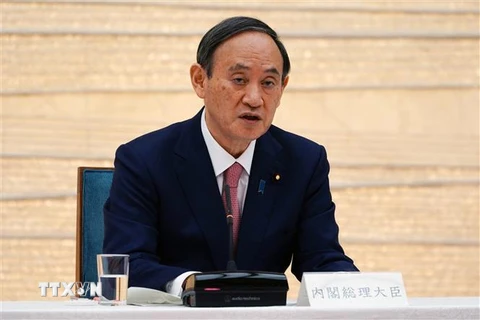 Thủ tướng Nhật Bản Yoshihide Suga tại cuộc họp ở Tokyo, ngày 9/4/2021. (Nguồn: AFP/TTXVN) 