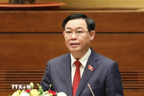 Chủ tịch Quốc hội, Vương Đình Huệ phát biểu nhậm chức. (Ảnh: Phương Hoa/TTXVN) 