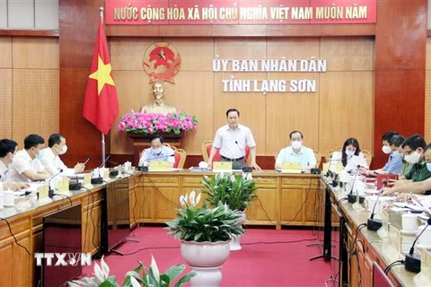 Một phiên họp của Ban Chỉ đạo phòng, chống dịch COVID-19 tỉnh Lạng Sơn. (Ảnh: Thái Thuần/TTXVN) 