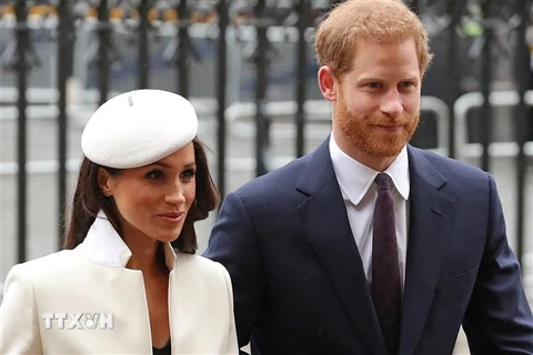 Hoàng tử Harry và vợ Meghan Markle tới một sự kiện ở London, Anh ngày 12/3/2018. (Nguồn: AFP/TTXVN) 