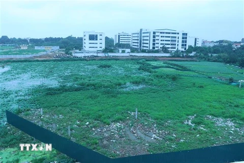 Khu đất nhà ở cho cán bộ cao cấp của Bộ Công an chưa được triển khai tại phường Xuân Đỉnh (Bắc Từ Liêm). (Ảnh: Mỹ Duyên/TTXVN) 