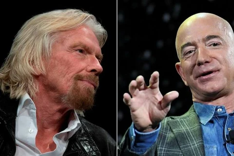 Hai tỷ phú Richard Branson và Jeff Bezos. (Nguồn: AFP/Getty Images) 