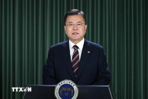 Tổng thống Hàn Quốc Moon Jae-in. (Ảnh: Yonhap/TTXVN) 