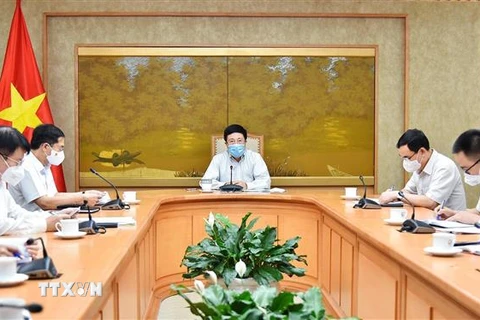 Phó Thủ tướng Phạm Bình Minh đã chủ trì cuộc họp với Tổ công tác của Chính phủ về ngoại giao vaccine. (Ảnh: TTXVN phát) 