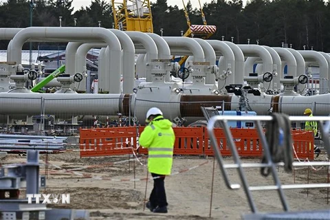 Công trình xây dựng đường ống dẫn khí đốt thuộc dự án Dòng chảy phương Bắc 2 tại Lubmin, Đức ngày 26/3/2019. (Ảnh: AFP/TTXVN) 