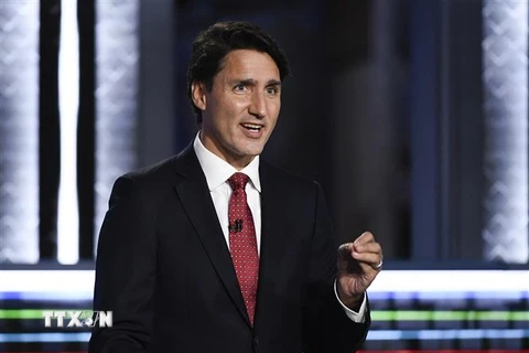 Thủ tướng Justin Trudeau phát biểu tại Quebec, Canada. (Ảnh: AFP/TTXVN) 