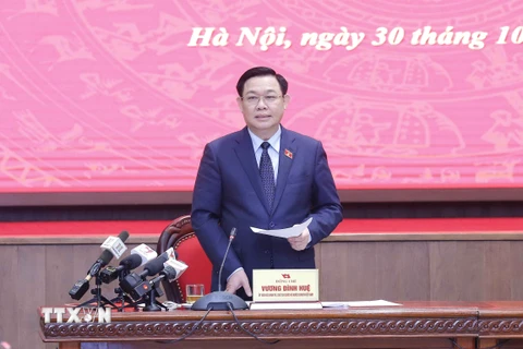 Chủ tịch Quốc hội Vương Đình Huệ phát biểu tại hội nghị. (Ảnh: Doãn Tấn/TTXVN) 