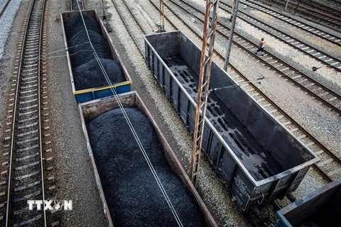 Vận chuyển than tại nhà ga Towarowy ở thị trấn Rybnik, Ba Lan, ngày 15/3/2019. (Ảnh: AFP/TTXVN) 