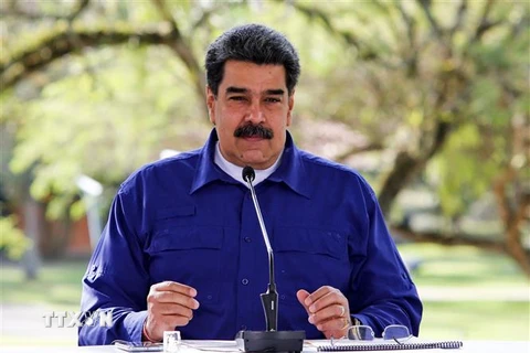 Tổng thống Venezuela Nicolas Maduro phát biểu tại Caracas ngày 21/3/2021. (Ảnh: AFP/TTXVN) 