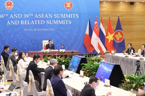 Thủ tướng Phạm Minh Chính tham dự Lễ bế mạc Hội nghị cấp cao ASEAN lần thứ 38, 39 và các hội nghị cấp cao với các đối tác hồi tháng 10/2021. (Ảnh: Dương Giang/TTXVN) 