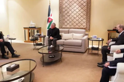 Bộ trưởng Quốc phòng Israel Benny Gantz trong cuộc gặp với Quốc vương Abdullah II của Jordan tại Amman. (Nguồn: jpost.com) 
