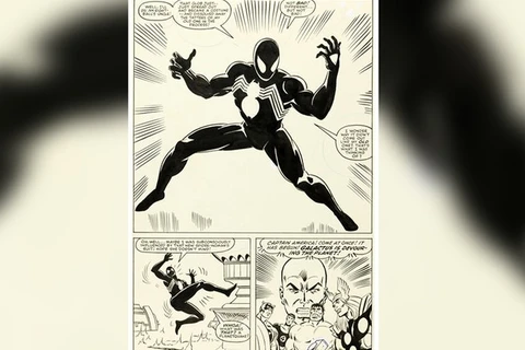 Trang sách ghi nhận sự xuất hiện lần đầu đầu tiên của bộ đồ màu đen symbiote của Người nhện. (Nguồn: fox2detroit.com) 