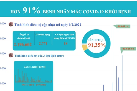 [Infographics] Hơn 91% bệnh nhân mắc COVID-19 ở Việt Nam đã khỏi bệnh