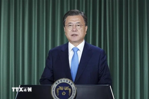 Tổng thống Hàn Quốc Moon Jae-in. (Ảnh: AFP/TTXVN) 