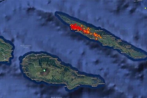 Đảo núi lửa Sao Jorge trên quần đảo Azores đã ghi nhận khoảng 1.800 trận động đất có độ lớn từ 1,7 đến 3,3. (Nguồn: Reuters) 