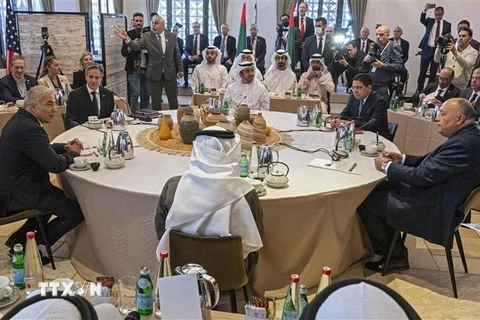 Các ngoại trưởng tại Hội nghị thượng đỉnh Israel-Arab ở Sde Boker, Israel, ngày 28/3/2022. (Ảnh: AFP/TTXVN) 