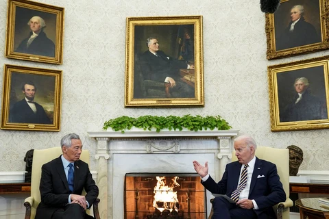 Tổng thống Mỹ Joe Biden và Thủ tướng Singapore Lý Hiển Long tại Nhà Trắng. (Nguồn: Reuters) 