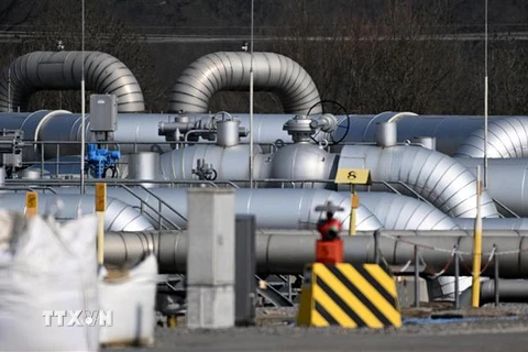 Đường ống dẫn khí đốt tại trạm khí đốt ở Werne, miền Tây nước Đức, ngày 24/3/2022. (Ảnh: AFP/TTXVN) 