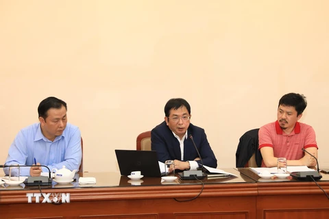 Phó Tổng Giám đốc TTXVN Nguyễn Tuấn Hùng, thành viên Tiểu ban Thông tin-Truyền thông SEA Games 31, phát biểu. (Ảnh: Hoàng Hiếu/TTXVN) 