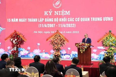 Chủ tịch nước Nguyễn Xuân Phúc phát biểu. (Ảnh: Thống Nhất/TTXVN) 