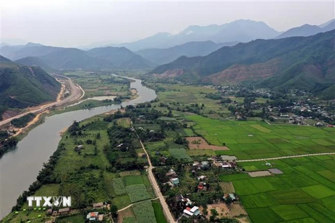 Một góc huyện Hòa Vang nhìn từ trên cao. (Ảnh: Trần Lê Lâm/TTXVN) 