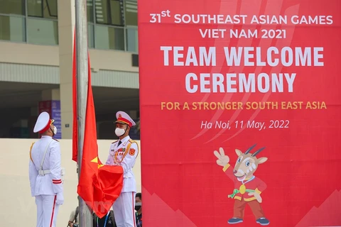 Hình ảnh tại Lễ thượng cờ Đại hội thể thao Đông Nam Á lần thứ 31. (Ảnh: Lê Minh Sơn/Vietnam+) 