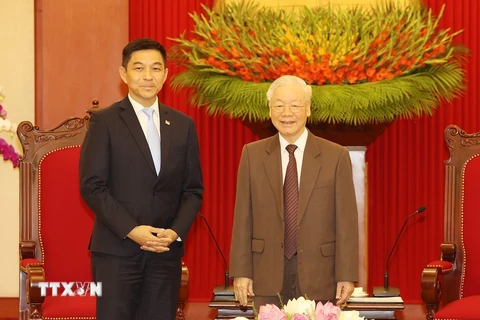 [Photo] Tổng Bí thư Nguyễn Phú Trọng tiếp Chủ tịch Quốc hội Singapore