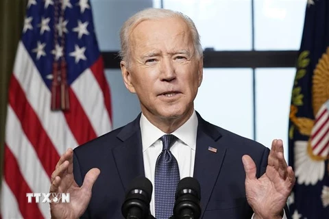 Tổng thống Mỹ Joe Biden phát biểu tại Washington, DC, Mỹ. (Ảnh: AFP/TTXVN) 