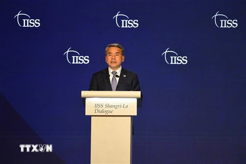 Bộ trưởng Quốc phòng Hàn Quốc Lee Jong-sup phát biểu tại Đối thoại Shangri-La 2022 ở Singapore ngày 12/6/2022. (Ảnh: AFP/TTXVN) 