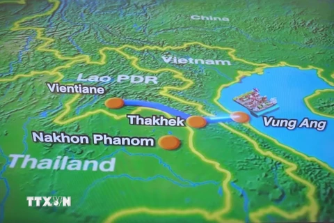 Bản đồ tuyến đường sắt Lào-Việt Nam. (Ảnh: TTXVN phát) 
