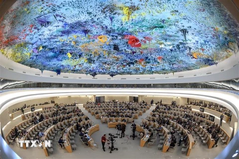 Toàn cảnh lễ khai mạc Khóa họp lần thứ 50 Hội đồng Nhân quyền Liên hợp quốc tại Geneva, Thụy Sĩ, ngày 13/6/2022. (Ảnh: AFP/TTXVN) 