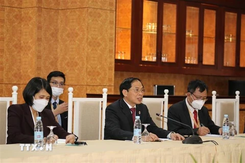 Bộ trưởng Ngoại giao Bùi Thanh Sơn dự một hội nghị. (Ảnh: TTXVN) 