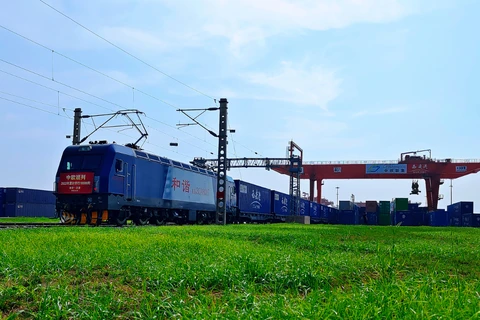 Chuyến tàu chở hàng khởi hành từ Tây An, Trung Quốc đến Hamburg, Đức. (Nguồn: Tập đoàn Đường sắt Nhà nước Trung Quốc) 