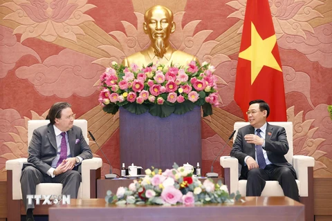 Chủ tịch Quốc hội Vương Đình Huệ tiếp Đại sứ Hoa Kỳ tại Việt Nam Marc E. Knapper. (Ảnh: Doãn Tấn/TTXVN) 