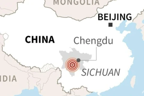 Động đất xảy ra tại một vùng núi của huyện Lô Định, thuộc tỉnh Tứ Xuyên, Tây Nam Trung Quốc. (Nguồn: channelnewsasia.com) 