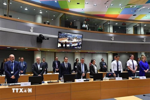 Các đại biểu dự Hội nghị Bộ trưởng Năng lượng EU tại Brussels, Bỉ, ngày 9/9/2022. (Ảnh: AFP/TTXVN) 